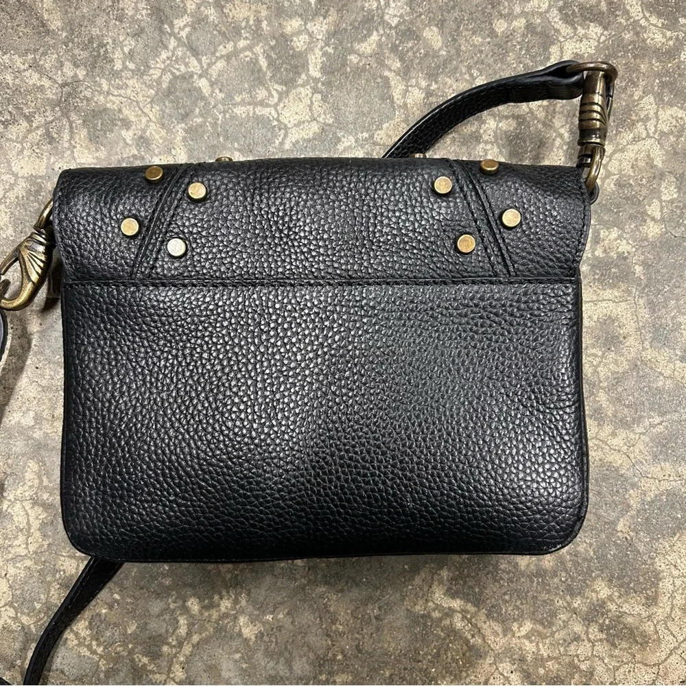 Harley-Davidson Women's Black Leather Gold‎ Studded Midnight Rider Hip Crossbody